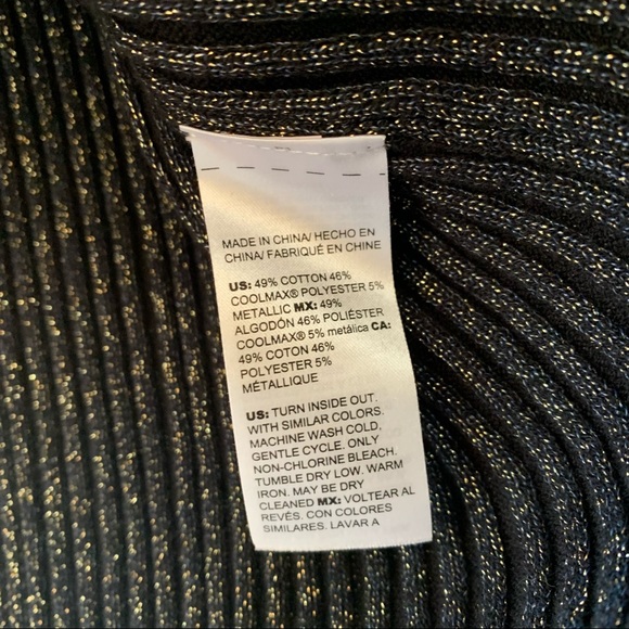 Chico’s Size 4 US Metallic Navy and Gold Knit Turtleneck Sweater - Picture 6 of 12